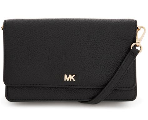 michael kors mott phone crossbody black|Mott Large Embellished Leather Crossbody Bag.